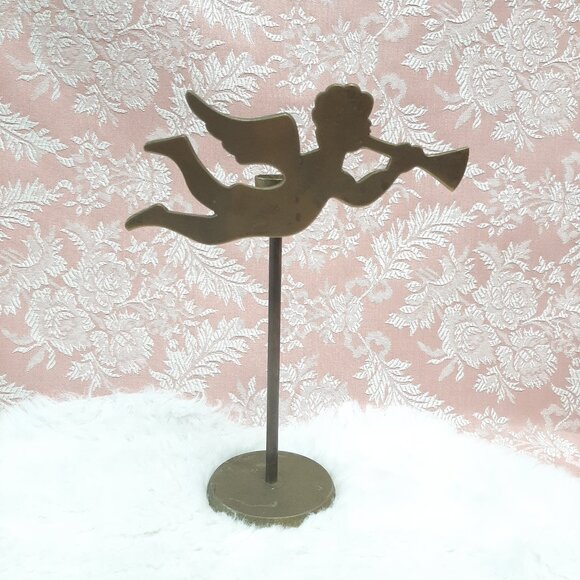 Vintage Brass Cherubs Candlesticks - Picture 1 of 8